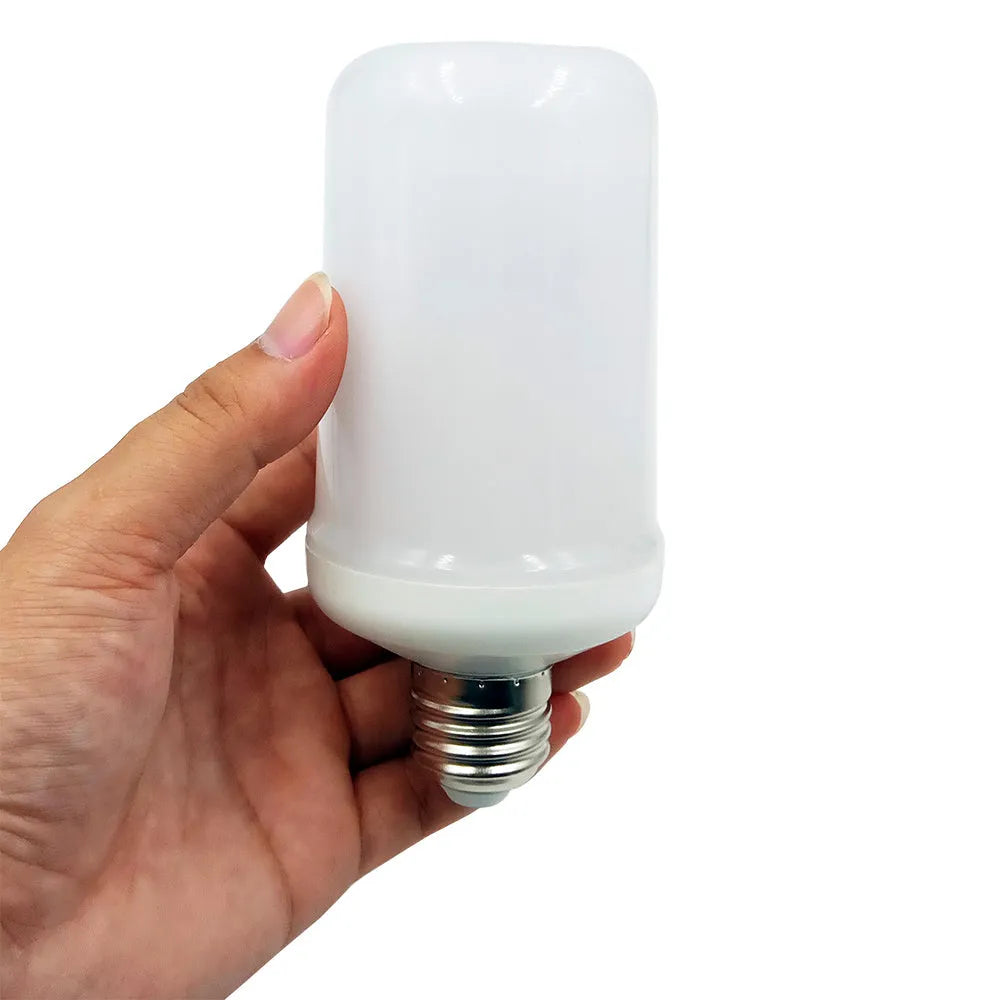 Decorative flame effect LED lamp with flickering emulation lighting for atmospheric room settings