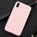 Luxury grid weaving pattern TPU phone case for iPhone, shown in multiple colours.