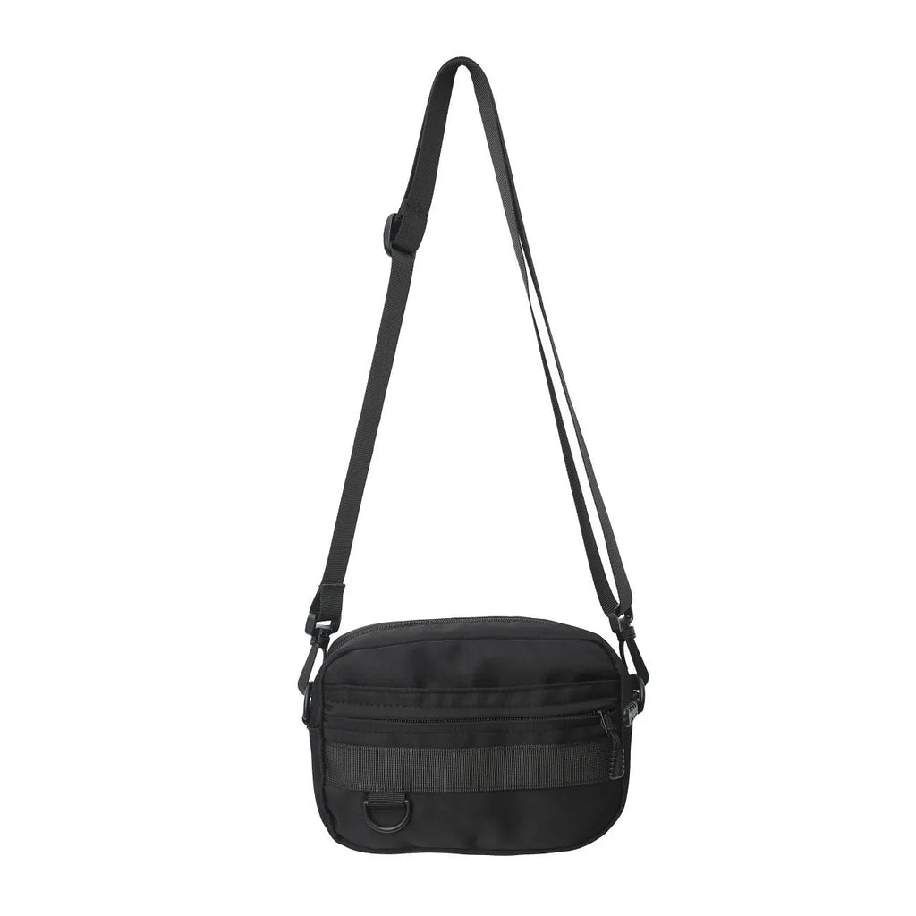 Men's street style messenger bag in solid colour with crossbody strap and sewing thread detailing