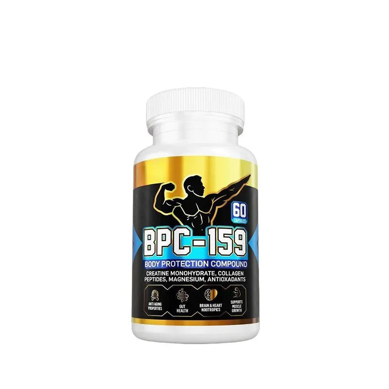 Body energy supplement capsules in bottle suitable for any skin type