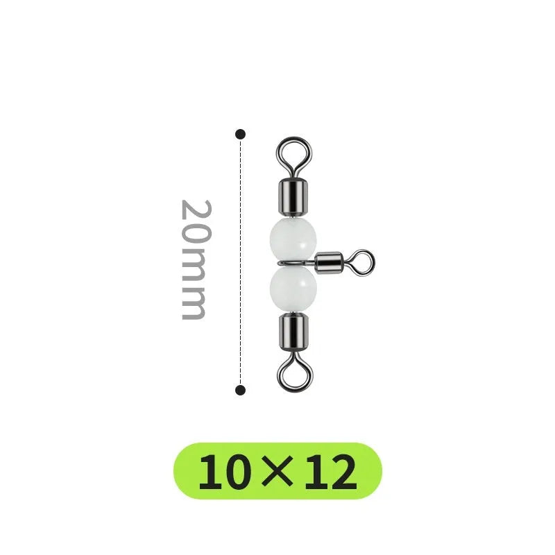 Copper three-fork luminous swivel bead and T-type balance fork ring fishing lure accessories.