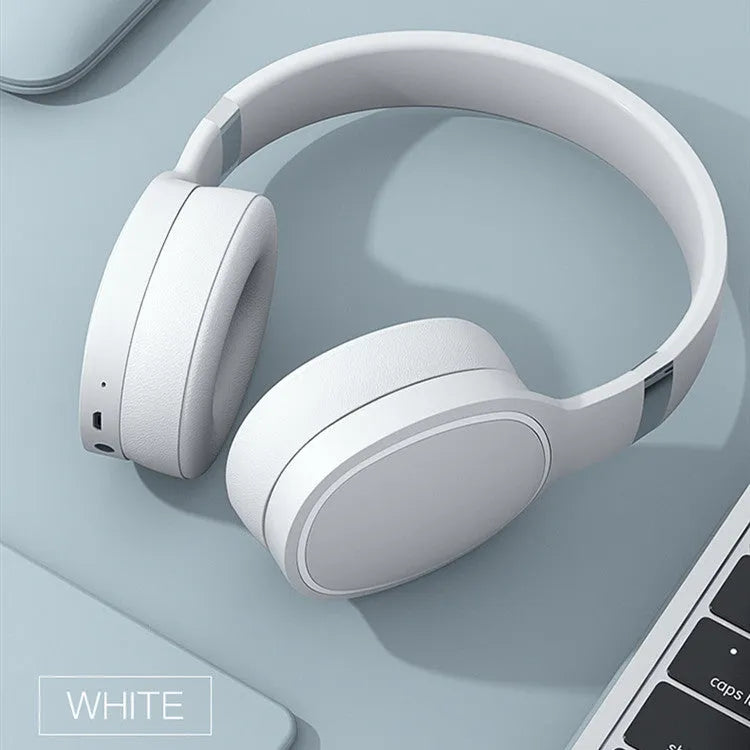 Wireless Bluetooth headset in black, blue, grey, or white colour with over-ear design