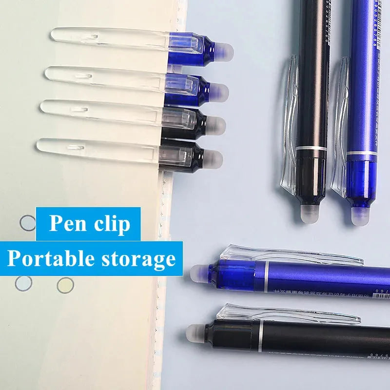 Hot erasable push gel pen 0.5mm with plastic shell and stainless steel nib