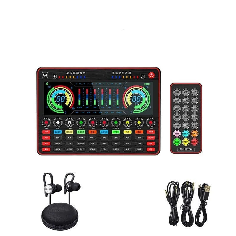 G4 professional USB sound card and capacitor microphone set with colour LCD display and remote control.