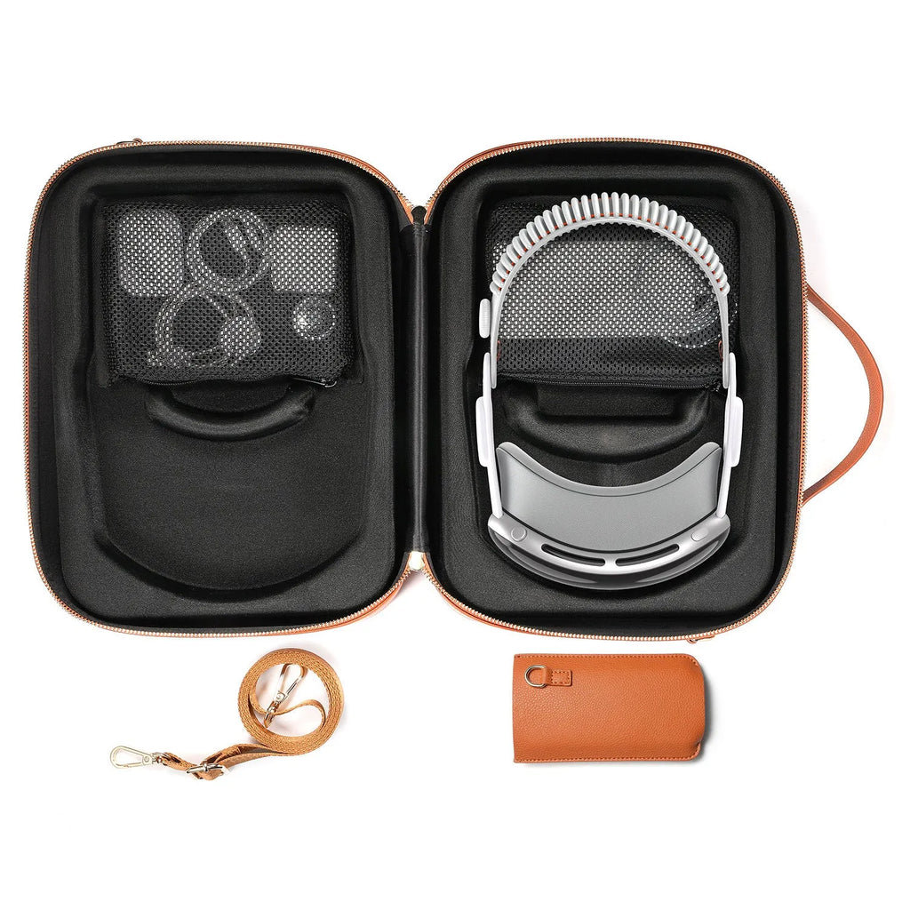 Black superfiber storage box for Apple Vision Pro MR glasses showing interior space.