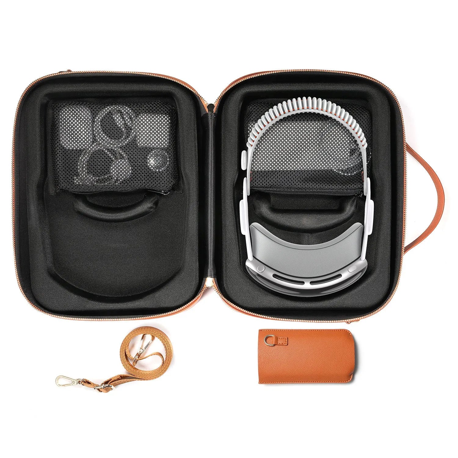 Black superfiber storage box for Apple Vision Pro MR glasses showing interior space.