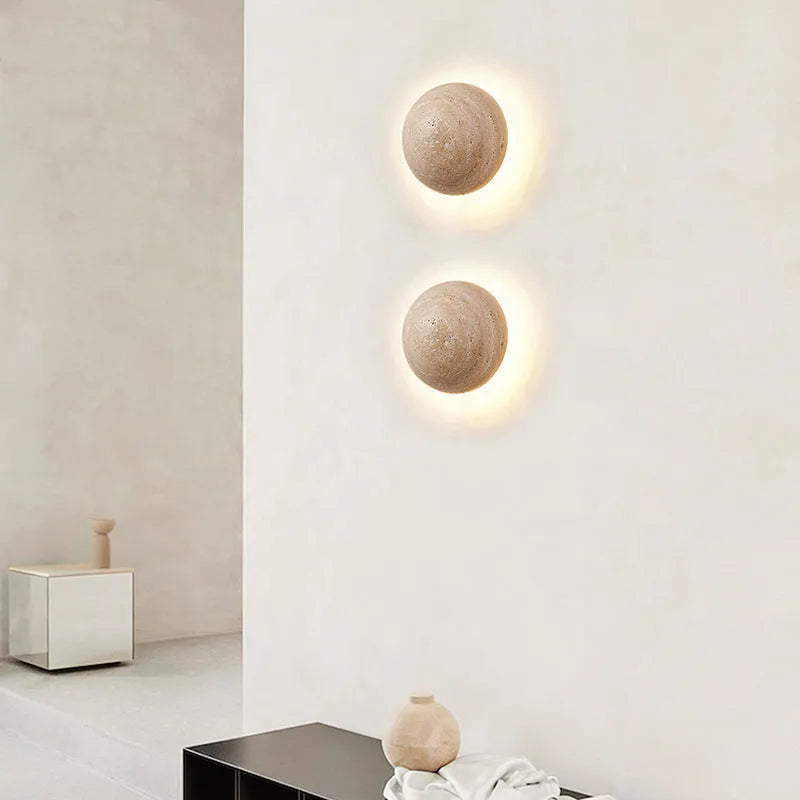 Vintage semicircle wall lamp with yellow cave stone shade and iron frame, 15cm diameter.