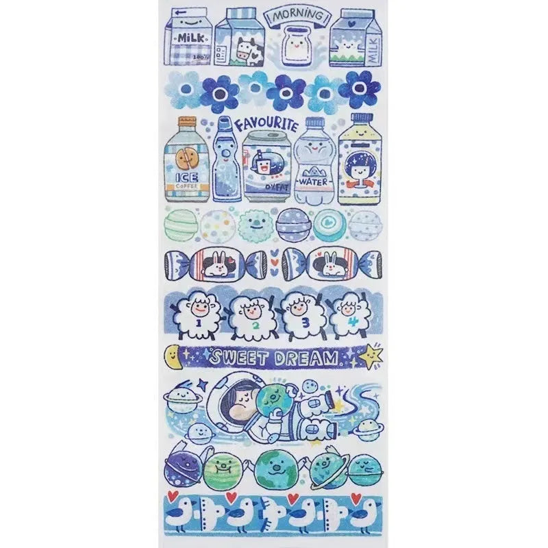 Cute cartoon character sticker on Japanese paper for haemorrhoid tape packaging decoration.