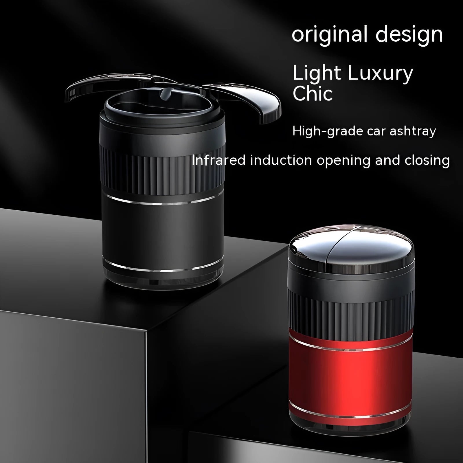 Automatic infrared sensing car ashtray in metal construction with lid