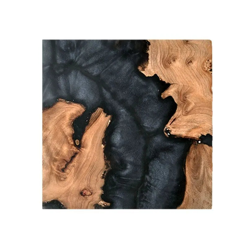 Nordic style wooden coaster for kung fu tea with resin splicing construction