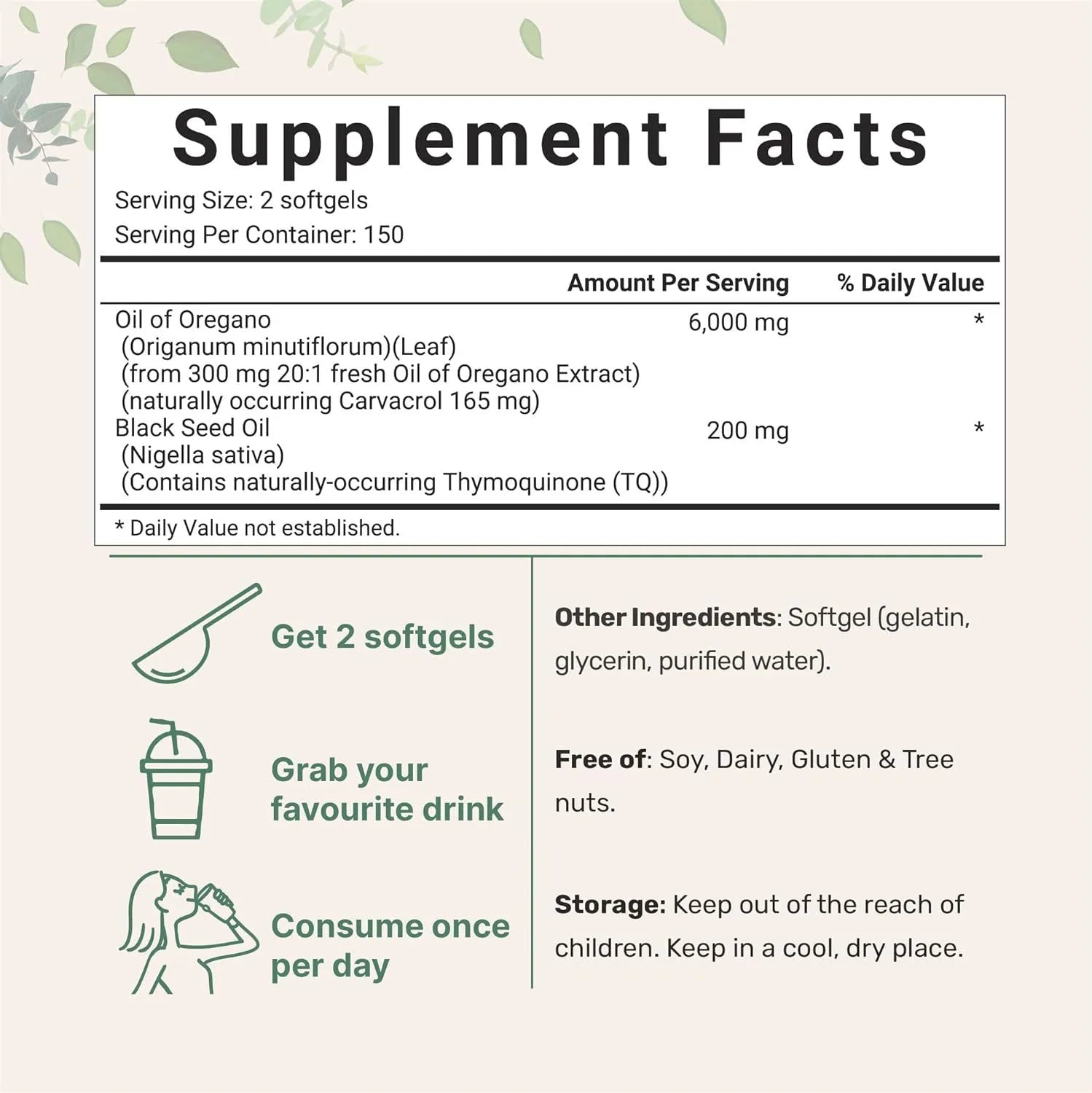 Pack of Butter Black Seed Oil Soft Capsules dietary supplement, showing 180 or 300 tablet options.
