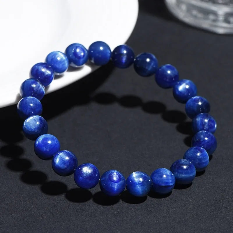 Natural blue crystal ball bracelet with Ruyi symbol in various size options