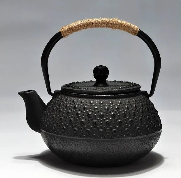 Japanese-style cast iron teapot with decorative enamel finish and 0.9-litre capacity