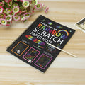 Large children's scratch art paper 26x19cm with colourful puzzle pattern design