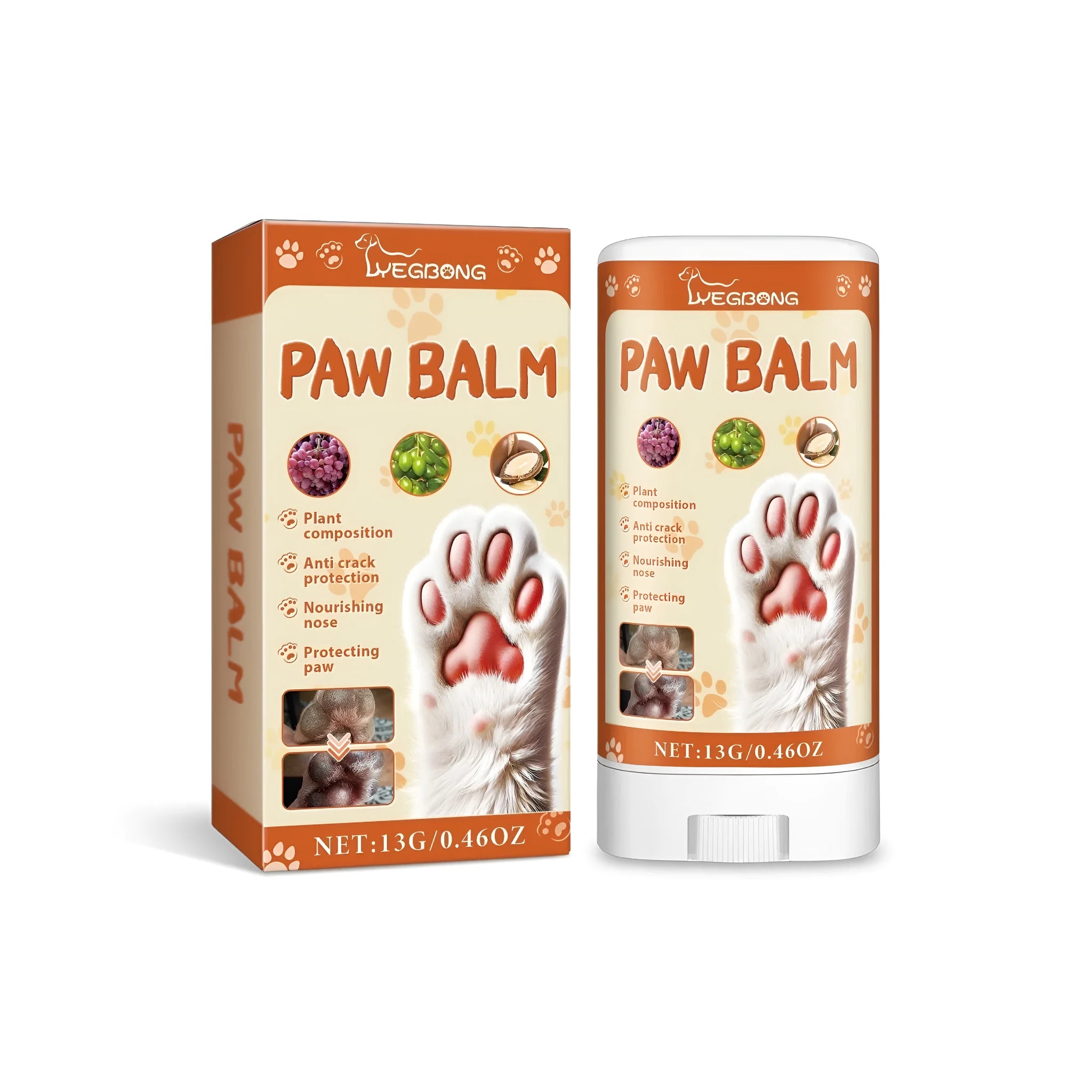 13g tube of pet paw protection cream for anti-cracking treatment, 3.8x2x7.6cm dimensions