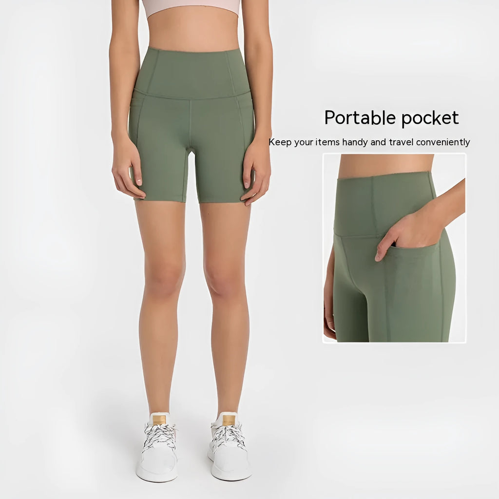 Women's mid-length sports shorts in four colours with super stretch cotton blend fabric for athletic activities