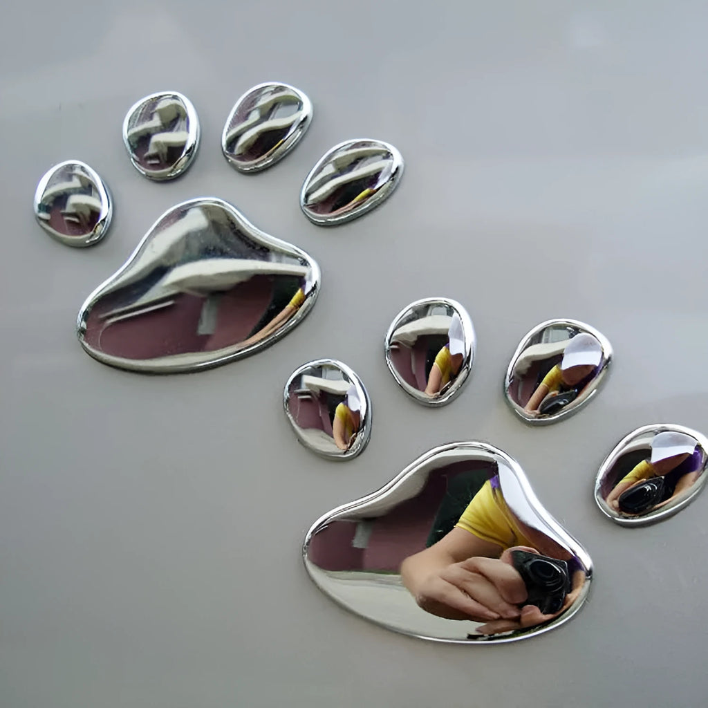PVC car sticker with dog footprints pattern measuring 7cm long in hand-shaped brush design