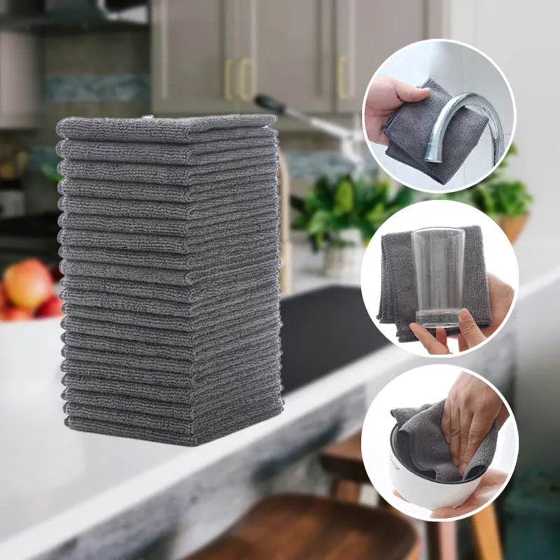 Grey square microfiber kitchen cleaning cloth for oilproof decontamination