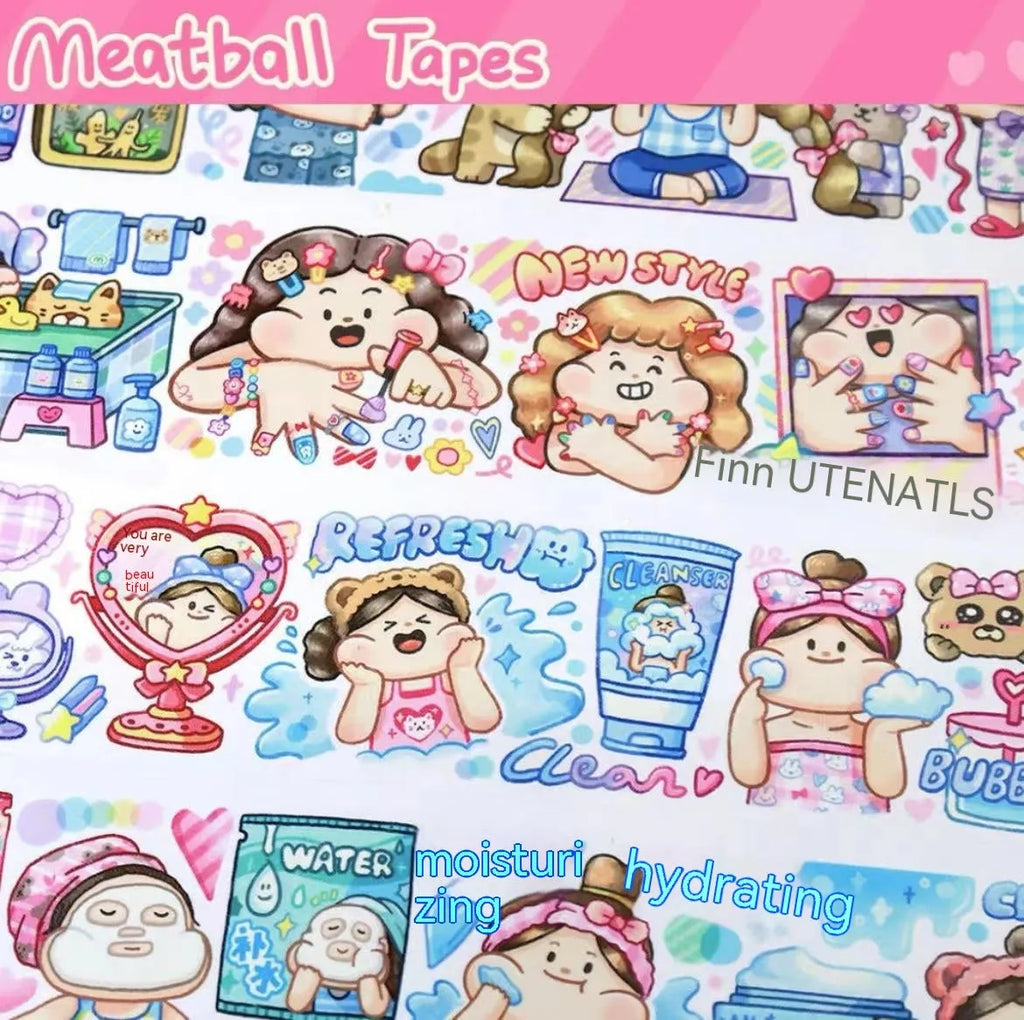 Cute cartoon character sticker on Japanese paper for haemorrhoid tape packaging decoration.