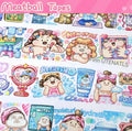 Cute cartoon character sticker on Japanese paper for haemorrhoid tape packaging decoration.