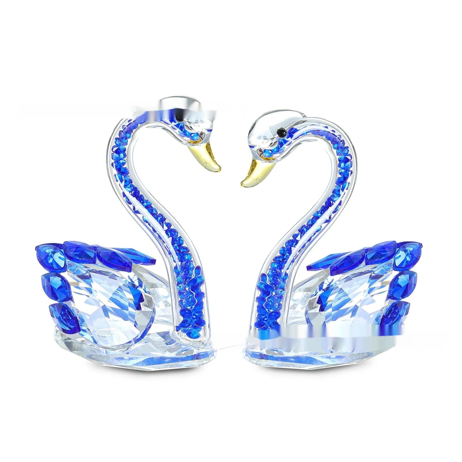 White crystal swan ornament in modern style with solid head or empty pipe construction options