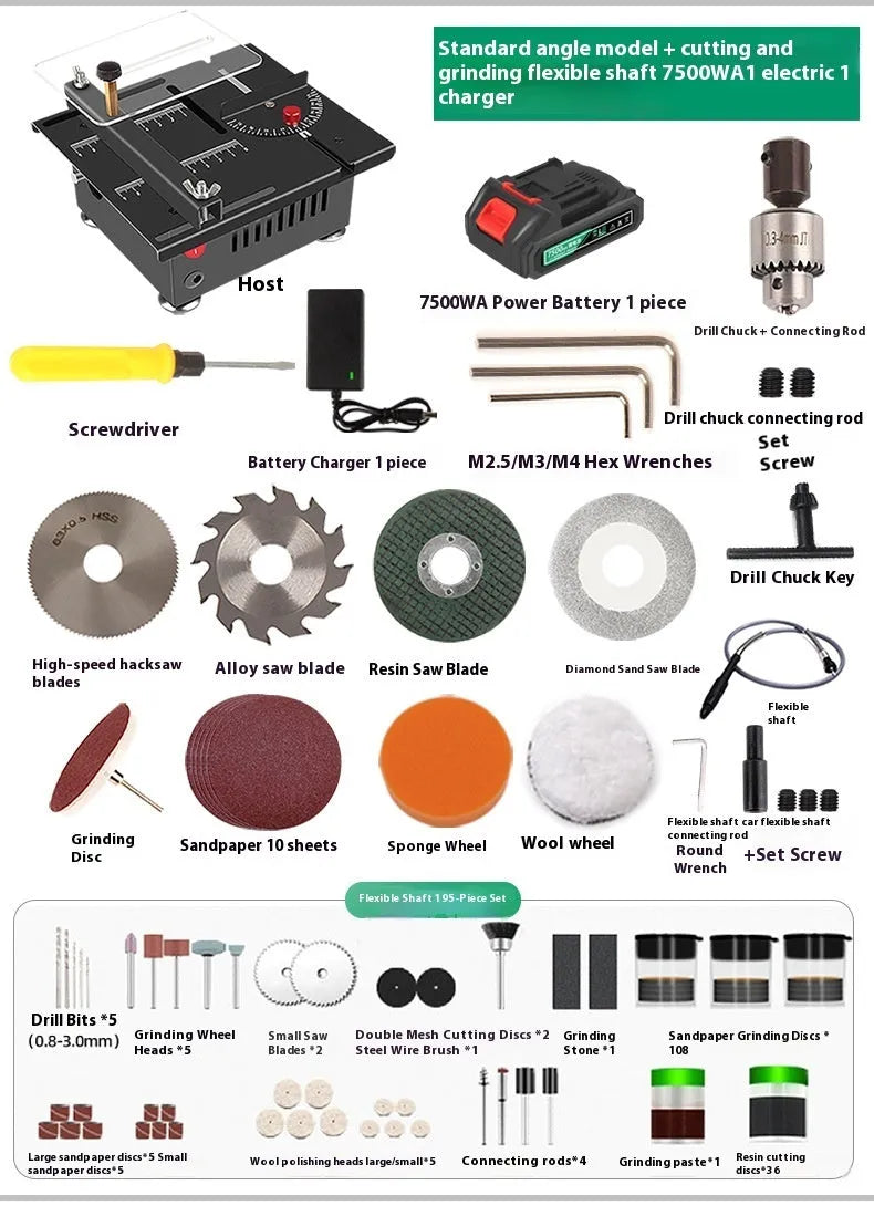 Metal lithium ion micro household desktop saw body with Angle Package Five and US charger