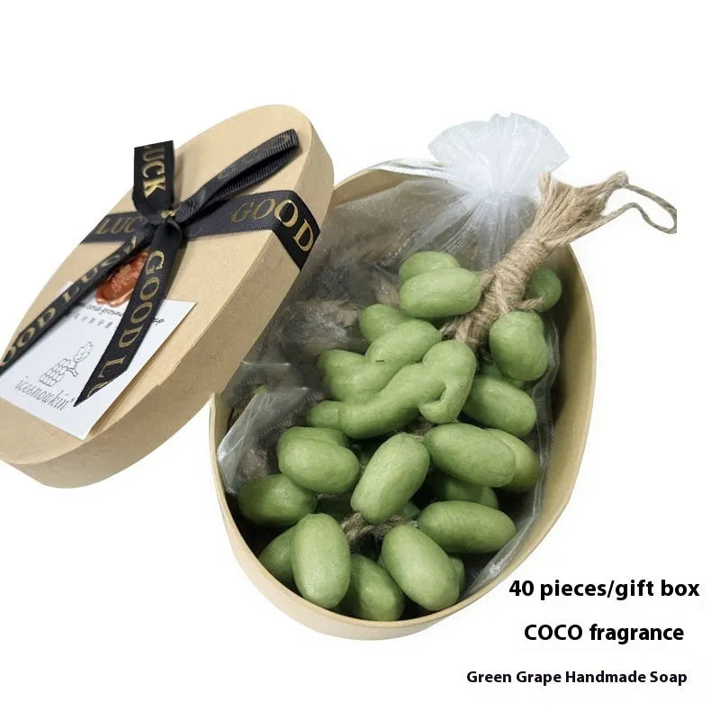 Handmade grape soap bar with 120g net content in black, green, purple and litchi scent varieties