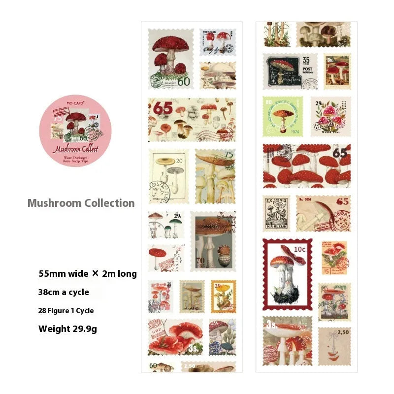 Roll of coated paper stamp stickers for journal decoration, showing butterfly design pattern.