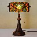 10-inch Tiffany stained glass table lamp with coloured shade on resin base