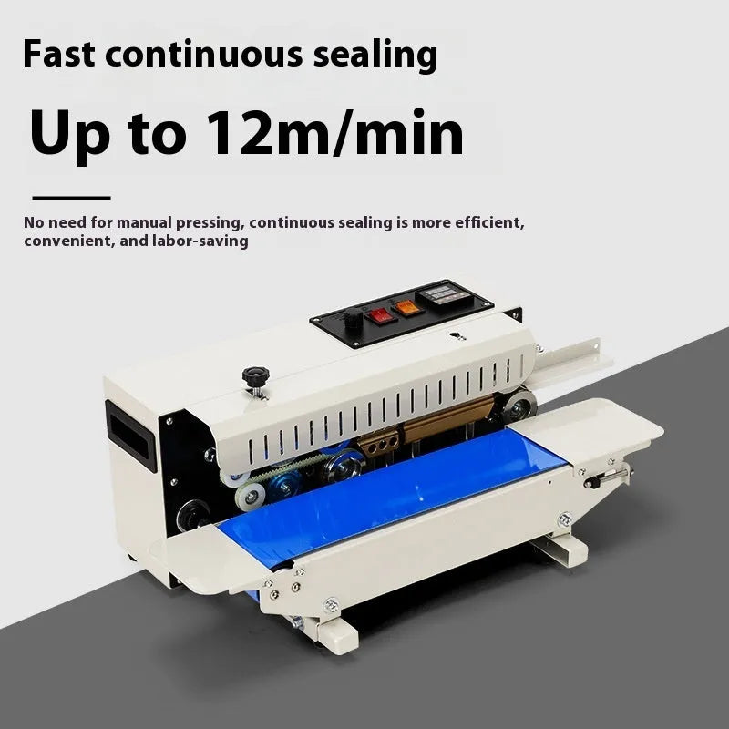 Mini steel seal sealing machine with date printing capability for foil pouches and plastic bags