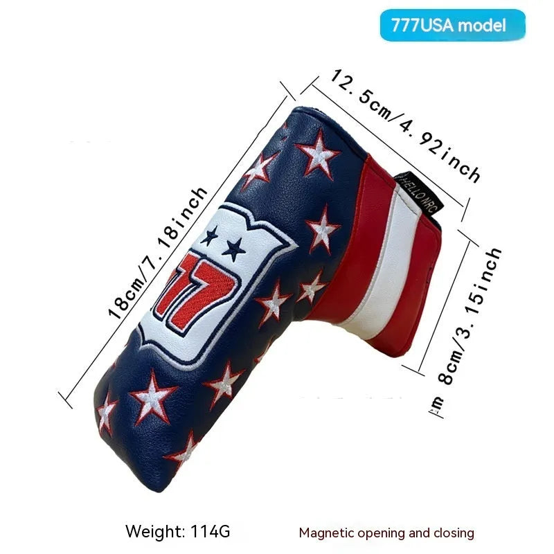 Golf putter sleeve with novelty design options for straight bar clubs