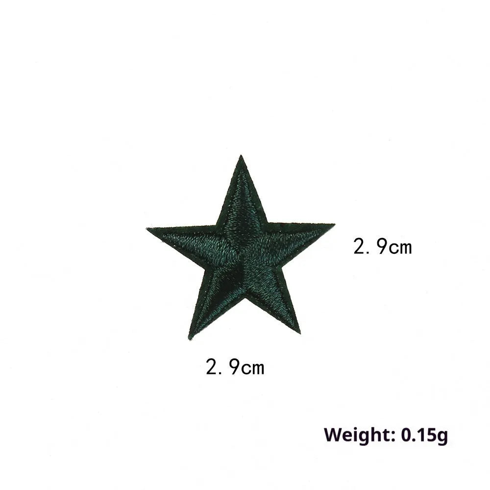 Colourful five-pointed star embroidery patches and cloth stickers for DIY clothing decoration.