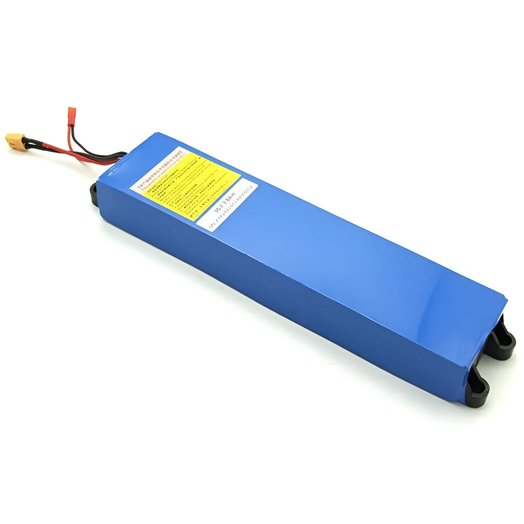 36V electric scooter lithium battery pack showing three capacity options: 6.6Ah, 7.8Ah, and 10.4Ah