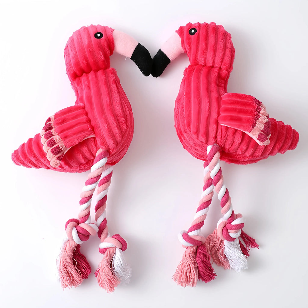 Pink rabbit-shaped corduroy plush dog toy with squeaker inside