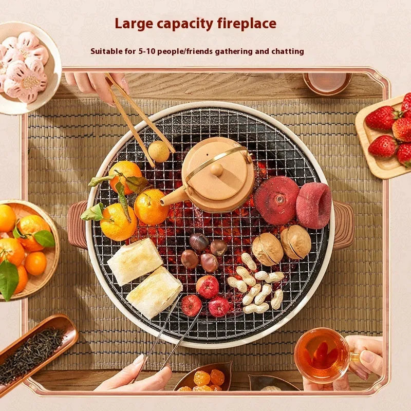 Indoor portable charcoal cooking stove with grill rack disk for 3-5 people
