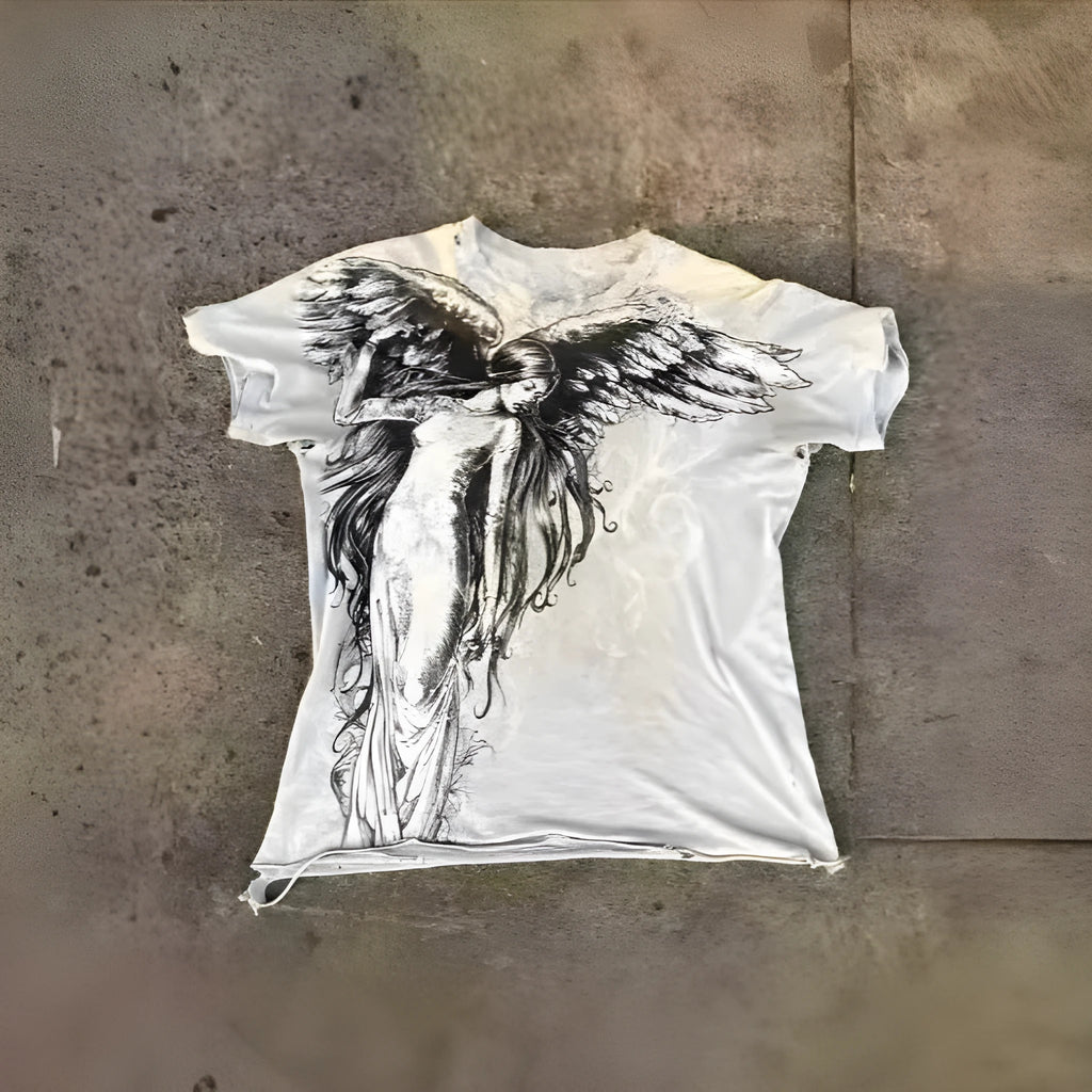 Gothic style men's short sleeve T-shirt with a cartoon print in colour HQ929.