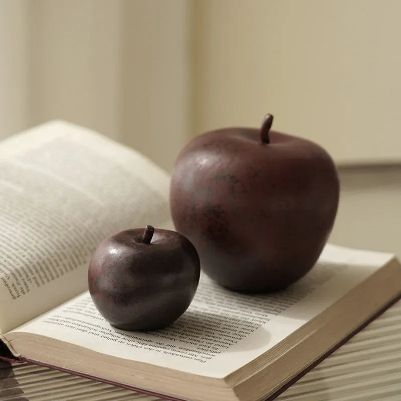 Ceramic apple desktop ornament with retro Chinese simulation design in large and small size options