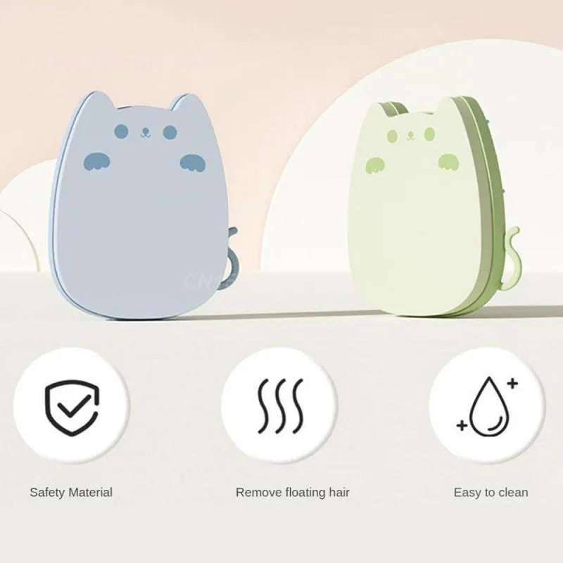 Brown blue green sponge silicone pet grooming comb for cats and dogs measuring 11.5 by 10 centimetres