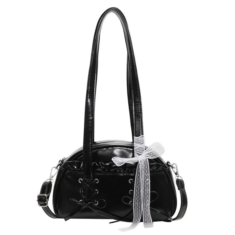 Women's fashion handbag with bandage bow design and mobile phone compartment in selected colour