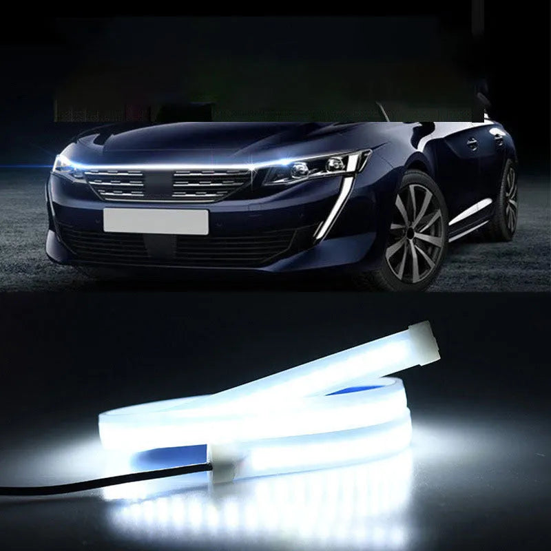 GM car LED grille lighting strip kit in choice of lengths and colours including white, red, blue, and colourful streamers.