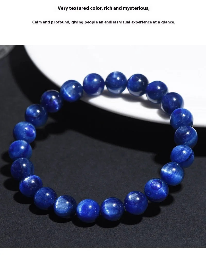 Natural blue crystal ball bracelet with Ruyi symbol in various size options