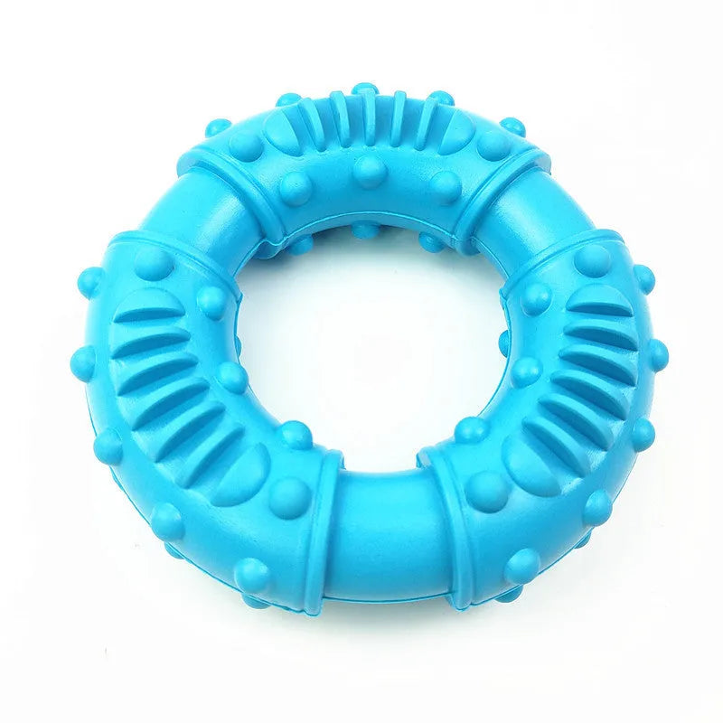 Blue hollow dog fetching stick toy showing bendy texture and 13 cm length for safe fetch games