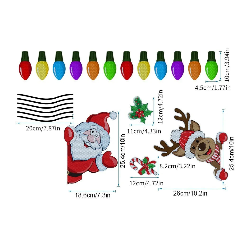 Medium Christmas elk cartoon design reflective magnetic sticker shown in RFM026 6 threads colour.