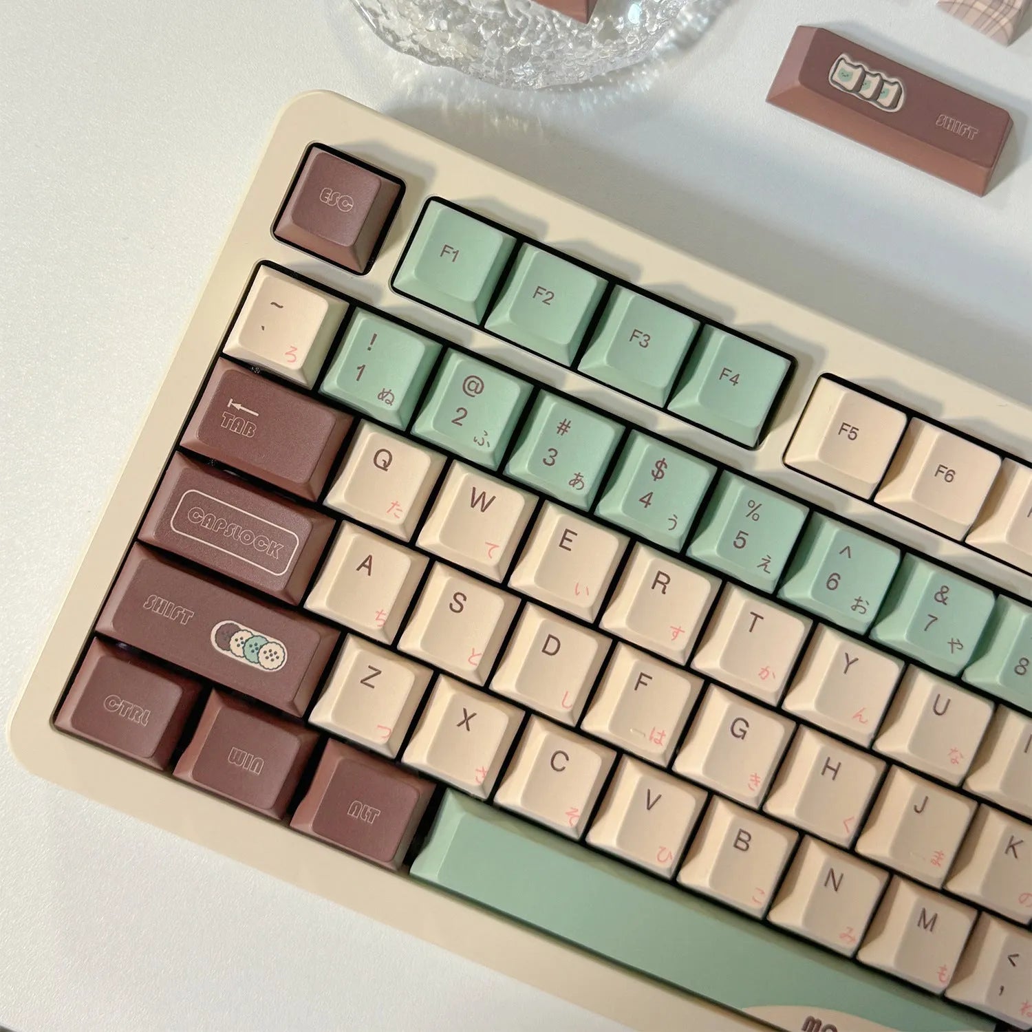 Matcha green theme mechanical keyboard keycap set with five-sided sublimation printing