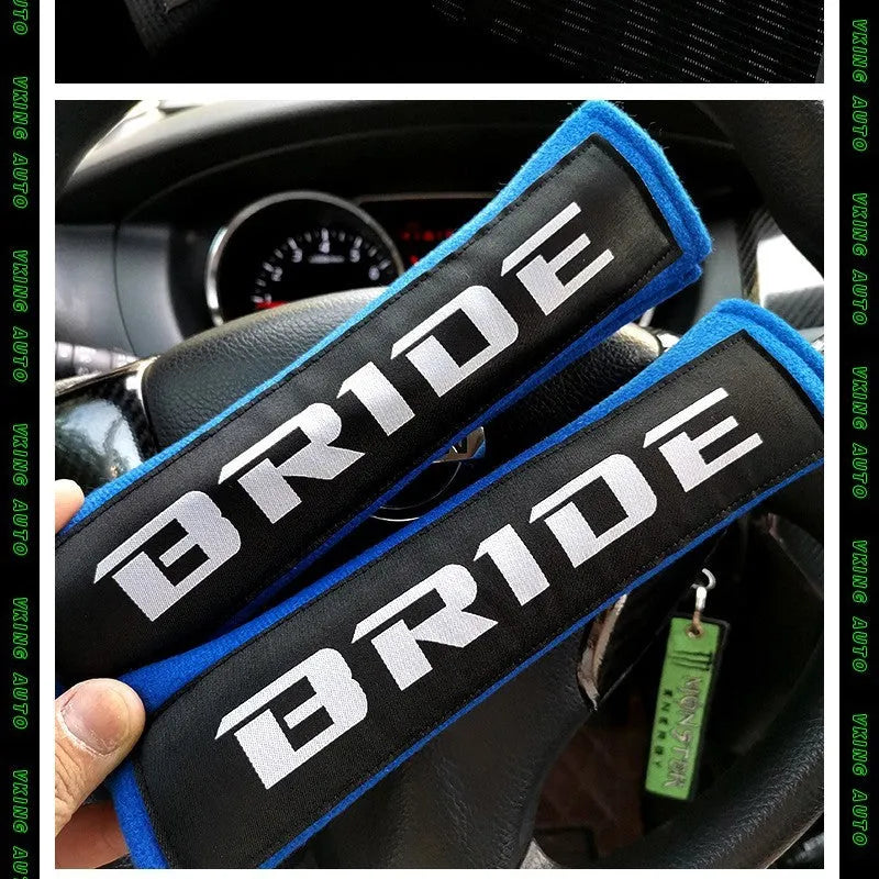 Black, blue and red cotton sponge cloth car safety belt shoulder pads with embroidery weaving