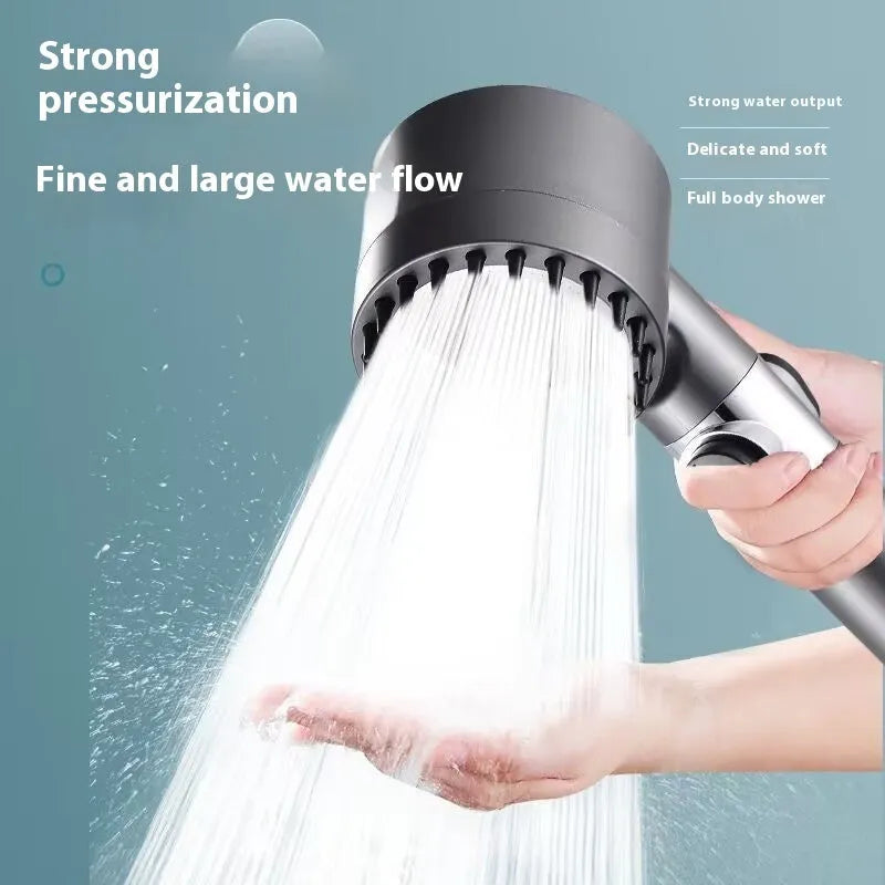Portable handheld shower head with three spray modes in modern simplicity design