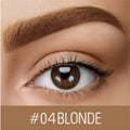 Waterproof brow cream tube in dark grey and golden yellow shades with applicator