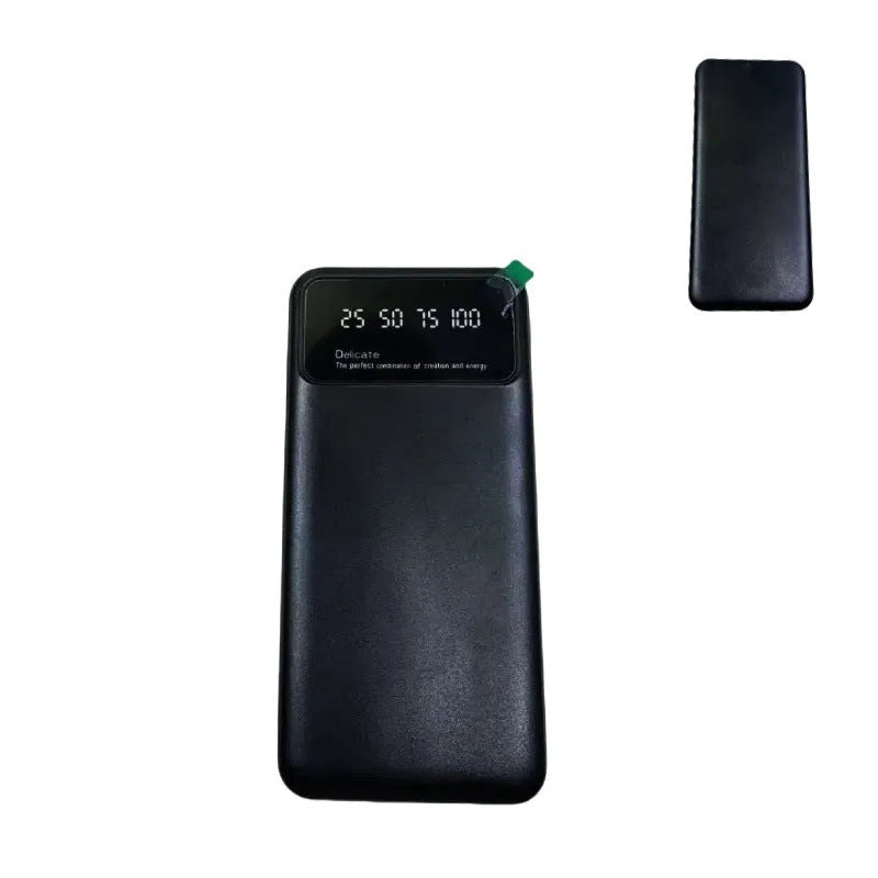 Black ultra-thin 10000mAh power bank with creative design measuring 67x14x140mm