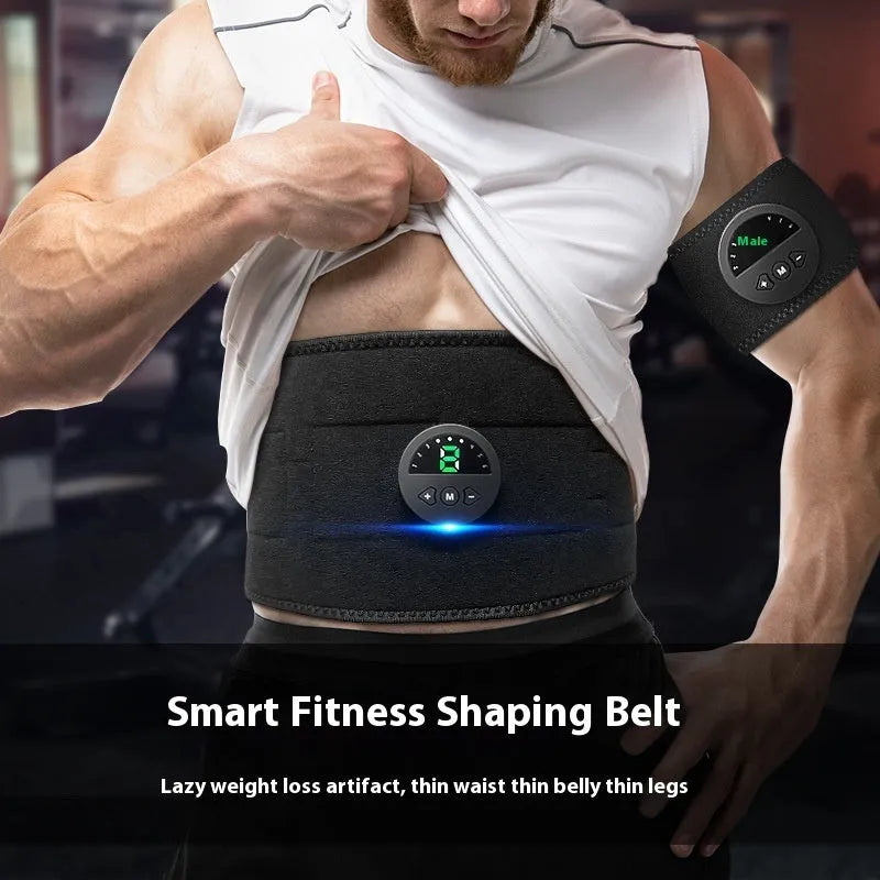 Sweat waist abdomen fitness belt with display screen and adjustable 120cm belt