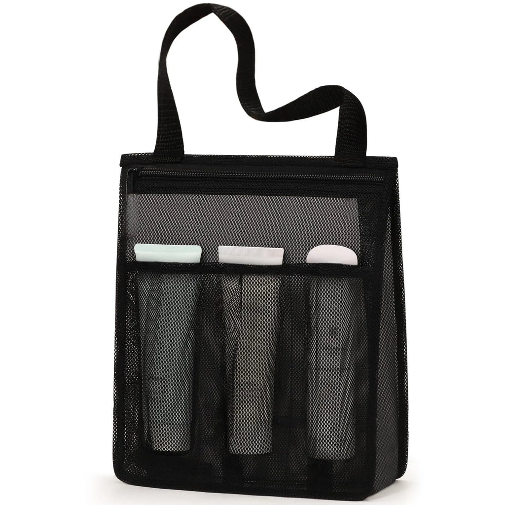 Large black swimming gym bag with dry wet separation compartments and mesh pocket